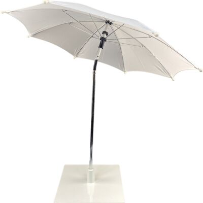 Ombrellone da tavolo - Bianco | balcone con mini ombrellone | ombrellone | ombrellone con base | ombrellone a sbalzo | ombrelli | telo ombreggiante | base per ombrellone ponderata | refrigeratore per bevande all'esterno | bianco