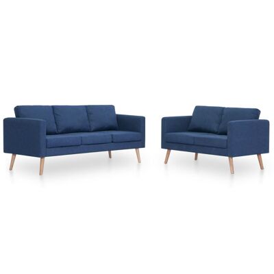 Panca Mobelhusch in 2 pezzi, tessuto blu 1
