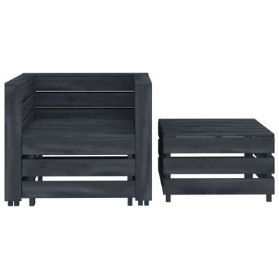 Mobelhusch juego de salón 2 piezas palet hout grijs