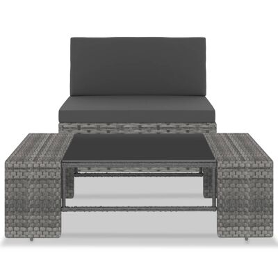 Conjunto de salón de 2 piezas Mobelhusch de ratán sintético gris