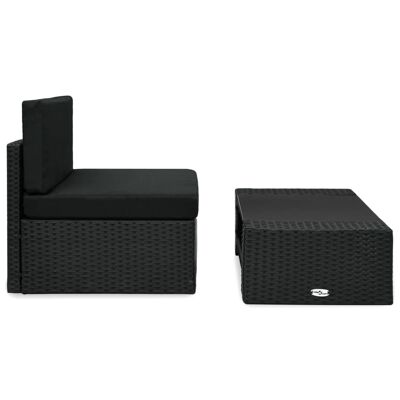Mobelhusch set da salotto in polyrattan nero, 2 pezzi
