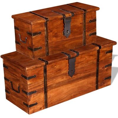 Mobelhusch Cofanetto Opberg da 2 pezzi massiccio hout