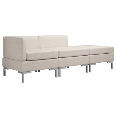 Banquette 3 pièces Mobelhusch en tissu crème 1
