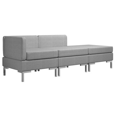 Mobelhusch 3-delig Bankstel tissu lichtgrijs 1