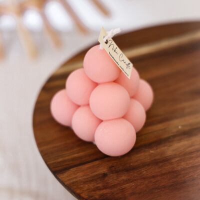 Bougie Bulle Pyramide - Rose