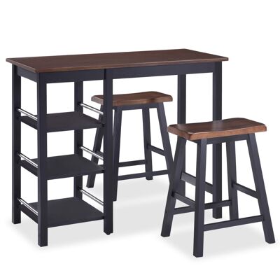 Ensemble de bar 3 pièces Mobelhusch en MDF noir