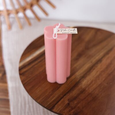 Flower Tower Candle Handmade - Pink