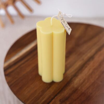 Flower Tower Candle Handmade - Yellow