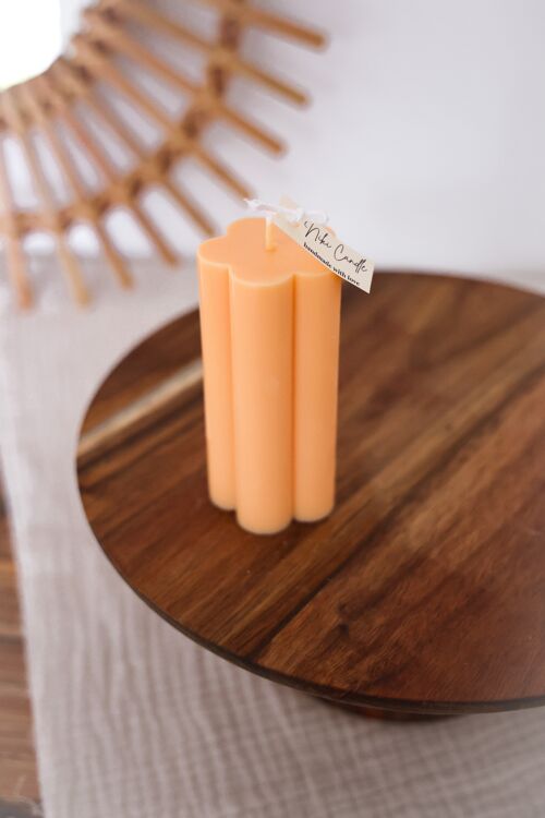 Flower Tower Candle Handmade - Orange