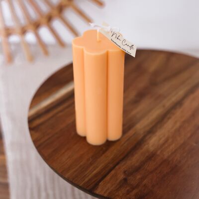 Flower Tower Candle Handmade - Orange