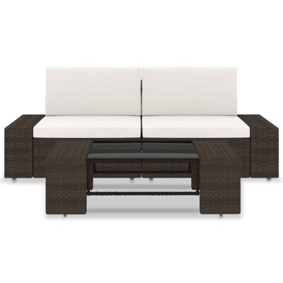 Conjunto de salón de 3 piezas Mobelhusch de ratán sintético bruin