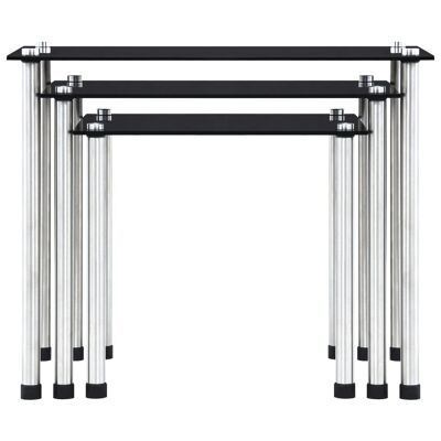 Mobelhusch 3-delige Tafeltjesset gehard glass black