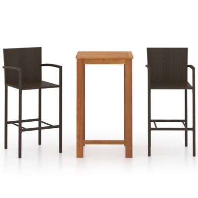 Mobelhusch Tuinbarset bruin 2 de 3 piezas