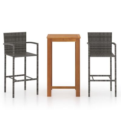 Mobelhusch 3-piece Tuinbarset grijs 3