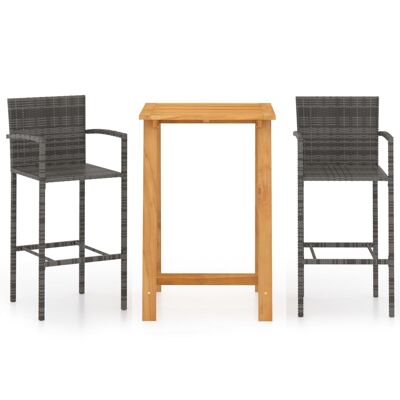 Mobelhusch 3-piece Tuinbarset grijs 2