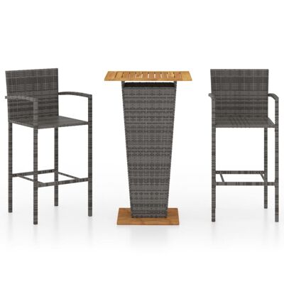 Mobelhusch 3-piece Tuinbarset grijs 4