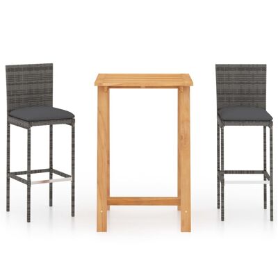 Mobelhusch 3-piece Tuinbarset with cushions gray 1