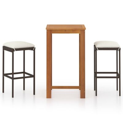 Mobelhusch 3-piece Tuinbarset with cushions brown 2