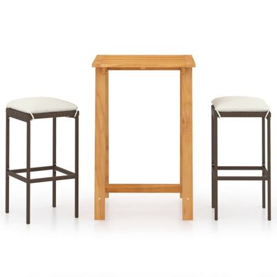Mobelhusch 3-piece Tuinbarset with cushions brown 1