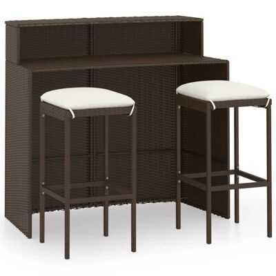 Mobelhusch 3-piece Tuinbarset with cushions brown 3