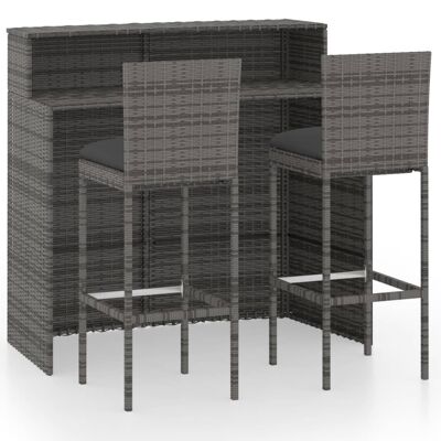 Mobelhusch 3-piece Tuinbarset with cushions gray 6
