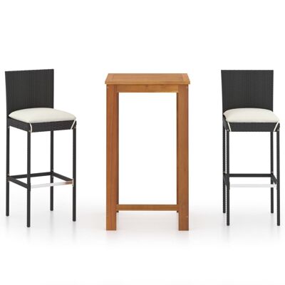 Mobelhusch 3-piece Tuinbarset with black cushions 3