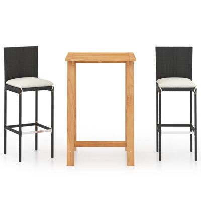 Set da giardino Mobelhusch da 3 pezzi con cuscini neri 1