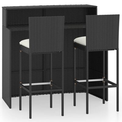 Mobelhusch 3-piece Tuinbarset with black cushions 6