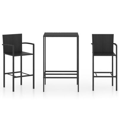 Mobelhusch 3-piece Tuinbarset poly rattan black 1