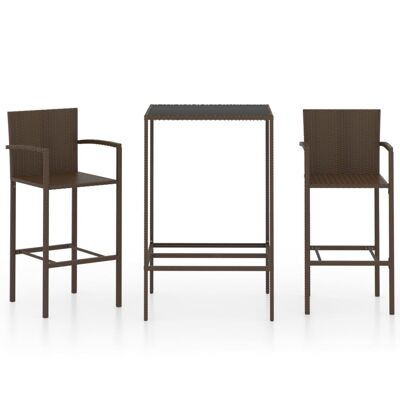 Mobelhusch 3-piece Tuinbarset poly rattan bruin 1