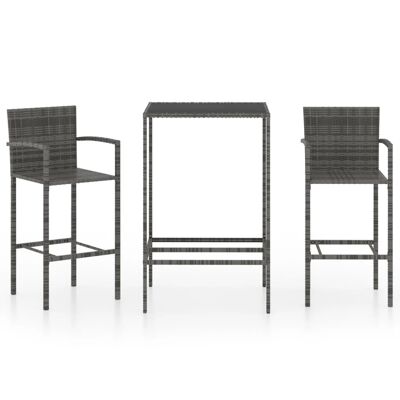 Mobelhusch 3-piece Tuinbarset poly rattan gray 1