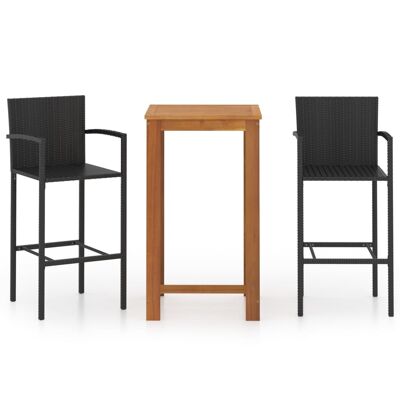 Mobelhusch 3-piece Tuinbarset black 2