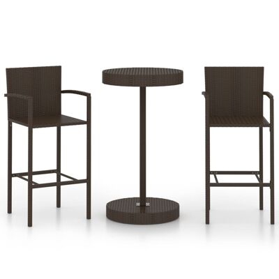 Mobelhusch 3-piece Tuinbarset poly rattan bruin 2