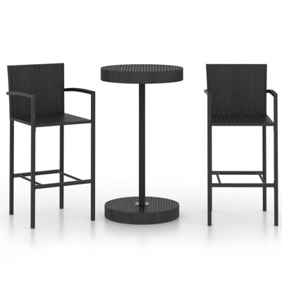 Mobelhusch 3-piece Tuinbarset poly rattan black 2