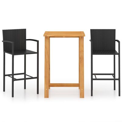 Mobelhusch 3-piece Tuinbarset black 1