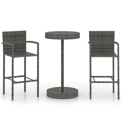 Mobelhusch 3-piece Tuinbarset poly rattan gray 2