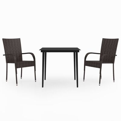 Ensemble de jardin 3 pièces Mobelhusch marron et noir 2