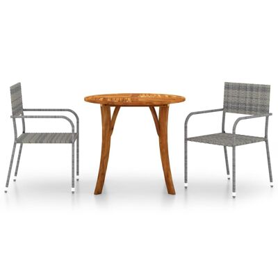 Mobelhusch Ensemble de jardin 3 pièces gris 5