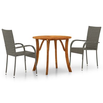 Mobelhusch Ensemble de jardin 3 pièces gris 9