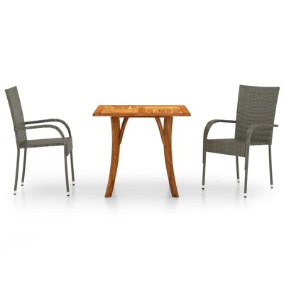 Mobelhusch 3 pezzi Tuinset grigio 12