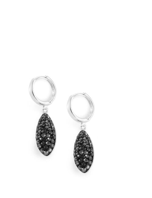 Silver hoop earrings with Black Diamond crystal pavé drops