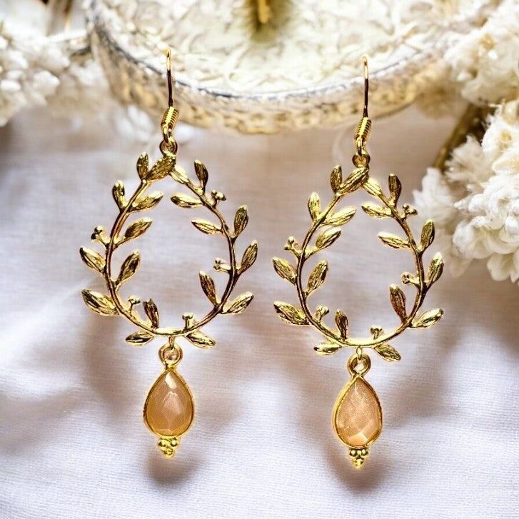 Orecchini Sunstone in oro fino placcato "ROMANE".