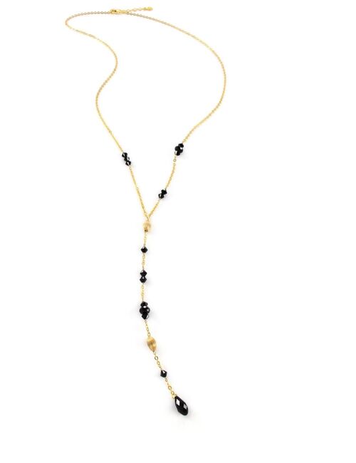 Short Y necklace with black crystals