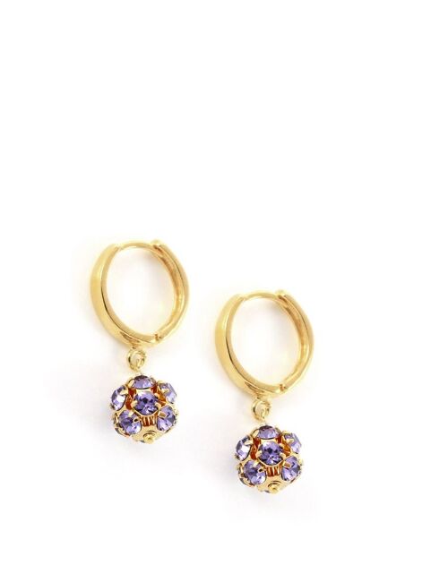 Tanzanite ball and gold hoop earrings