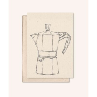 Carte durable + enveloppe | Cafetière Moka | fleur de sureau