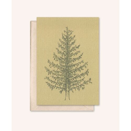 Duurzame kerst kaart + envelop | Dennenboom | Walnoot