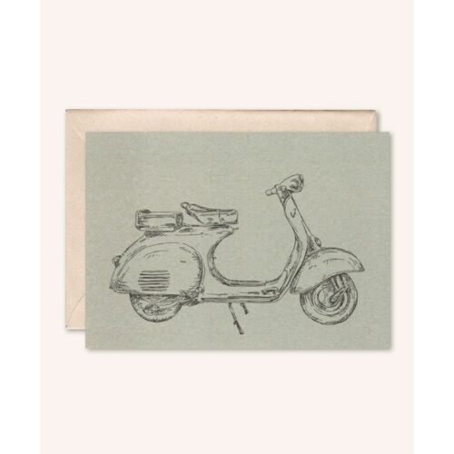 Duurzame kaart + envelop | Brommer Vespa | Zilverspar