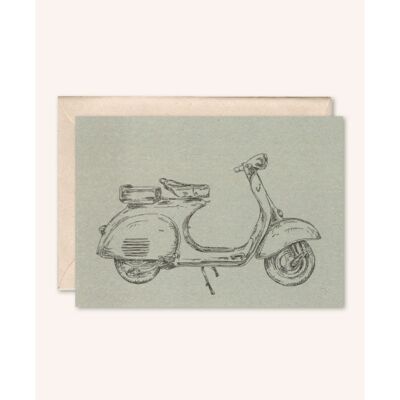 Nachhaltige Karte + Umschlag | Moped Vespa | Weißtanne