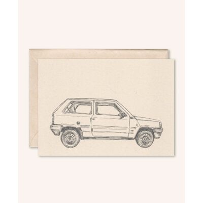 Carte durable + enveloppe | Voiture Panda | fleur de sureau