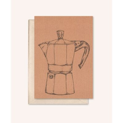 Sustainable card + envelope | Moka Coffee Pot | Peach